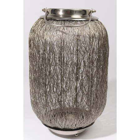 Northlight Seasonal 27.25 in. Beach Day Contemporary Chic Extra Large Wire Woven Hurricane Pillar Candle Holder 31370127